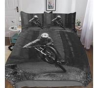 Mountain Bike Duvet Cover 3D Print Bedding Comforter Cover for Teens Boys And Girls Soft Brushed Microfiber Poly Cotton Quilt Cover 3-Piece with Pillowcase Single (135x200cm)