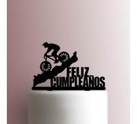 Mountain Bike Feliz Cumpleanos Acrylic Cake Topper 3mm Thick Premium Laser Cut Cake Decoration for Birthday, Wedding, Baby Shower & Party Cakes Durable Reusable