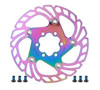 Mountain Bike Floating Brake Disc Rotor, Bicycle 5 Stud Brake Rotor, 140mm Stainless Steel Outer with Aluminum Alloy Base, Lightweight Cooling Design for Cycling (Multi Color)