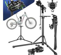 TecTake® Bike Repair Stand, Up To 50kg Suitable for E-bikes, Stable Bike Assembly Stand, Folding and Height-Adjustable, 360° Rotation Including Magnetic Tray - 108x81x169 cm