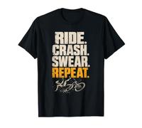Mountain Bike Funny Ride Crash Swear Repeat T-Shirt