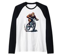 Mountain Bike Gorilla Riding MTB Ape Trail Biker Raglan Baseball Tee