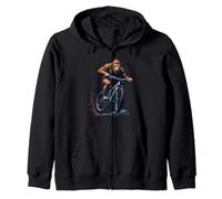 Mountain Bike Gorilla Riding MTB Ape Trail Biker Zip Hoodie