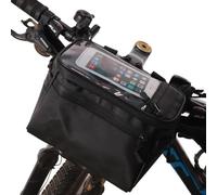Mountain Bike Handlebar Bag, Large Capacity Oxford Cloth Front Frame Pouch with Dual Side Pockets for Cycling Commuting, 22x13x18cm Black