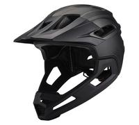 Mountain Bike Helmet for Adult Breathable Shock-Proof Pc Full Face Bike Helmet with Detachable Chin Holder & Visor Adjustable Unisex Black for Biking Outdoor Full Face