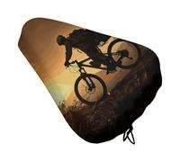 Mountain Bike in The Evening Bike Seat Cover Waterproof Oxford Fabric, Universal Adjustable Bicycle Saddle Cover with Drawstring Easy Install Protective Rain Dust Covers for Women Men