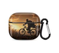 Mountain Bike in The Evening Bluetooth Earbuds Case Cover Full Body Shockproof Protection Hard Case Support Wireless Charging with Keychain Personalized Gift for AirPods 3