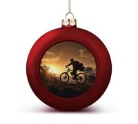 Mountain Bike in The Evening Christmas Ball Ornament 1.6 Inch Glittering Hanging Xmas Balls for Christmas Tree Pendants Decorative Christmas Tree Balls for Christmas Tree Decorations