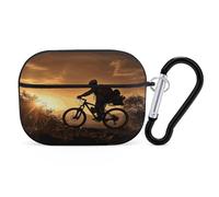 Mountain Bike in The Evening Earbuds Organizer Shockproof Protective Airpods Pro Cover with Carabiner Clip Anti Fall Carrying Earphone Case Cover for Airpods Pro 2nd Generation Black