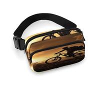 Mountain Bike in The Evening Fanny Pack Belt Bag with Adjustable Strap Fashion Waist Bag for Outdoor Sports Hiking, white, 20x13cm, Full Printed Waist Bag