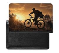 Mountain Bike in The Evening Passport Holder & Travel Wallet Passport Cover Protector Essentials with Credit Card Slots