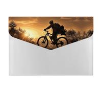 Mountain Bike in The Evening Plastic Envelopes A4 Size Letter Size Poly Folders with Snap Closure Reusable File Bags Document Holder for Home Work Office Organizer