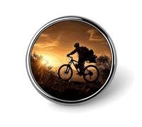 Mountain Bike in The Evening Round Lapel Pins Backpack Pin Cute Brooch Decoration Brooches for Women Men Fashion Button Badges for Hat Backpacks Purses Jackets Shirt Suit