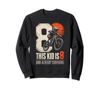 Mountain Bike Kids 8th Birthday This Kid Is 8 Shredding Sweatshirt