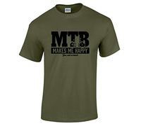 Mountain Bike MTB Gifts Accessories Cycling Makes Me T Shirt Top Funny Biking Clothing for Men MGREEN-M