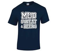Mountain Bike MTB Gifts Accessories Mud Sweat and Beers T Shirt Top Funny Biking Clothing for Men Navy-S