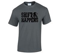 Mountain Bike MTB Gifts Accessories Shift Happens T Shirt Top Funny Biking Clothing for Men CHCOAL-M