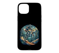 Mountain Bike Night Jump Moon Mountains Cycling Case for iPhone 15 Plus
