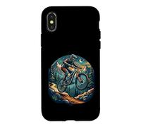 Mountain Bike Night Jump Moon Mountains Cycling Case for iPhone X/XS