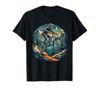 Mountain Bike Night Jump Moon Mountains Cycling T-Shirt