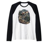 Mountain Bike Night Ride Mountains Moon Trail Raglan Baseball Tee