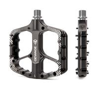 Mountain Bike Pedals -Bicycle Flat Pedals Aluminum 9/16" Sealed Bearing -Wide Platform for Road Mountain Gravel BMX MTB Bike Ideal for Downhill & Trail (Black)