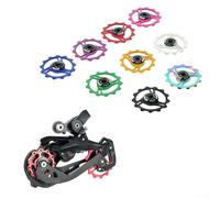 Mountain Bike Rear Derailleur Pulley Wheel 11T 13T Made of Aluminum Alloy with Labyrinth Spacers and Stainless Steel Bearings Compatible with Multi Speed Rear Derailleurs (11T ceramic red)