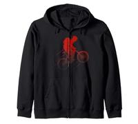 Mountain Bike Red Speed Trail Rider Fast MTB Zip Hoodie