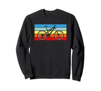 Mountain Bike Rider Sunset Retro Stripe Graphic Sweatshirt