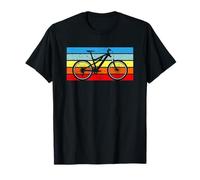 Mountain Bike Rider Sunset Retro Stripe Graphic T-Shirt