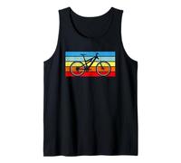Mountain Bike Rider Sunset Retro Stripe Graphic Tank Top