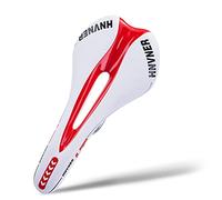 Mountain Bike Seat with Central Relief Zone and Ergonomics Design Fit,Comfort Bike Saddle with Memory Foam Breathable Soft Bicycle Cushion for Women Men MTB/Exercise Bike/Road Bike Seats (White Red)…