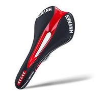 Mountain Bike Seat with Central Relief Zone and Ergonomics Design Fit,Comfort Bike Saddle with Memory Foam Breathable Soft Bicycle Cushion for Women Men MTB/Exercise Bike/Road Bike Seats(Black Red)