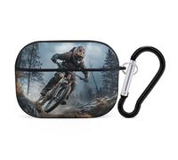 Mountain Bike Tournament Airpod Pro Case AirPods 2 Case for Women Hard Shell Protective Cover with Carabiner Keychain Compatible with AirPods Case 2nd 1st Generation, Front LED Visible Black