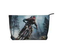 Mountain Bike Tournament Corduroy Makeup Bag Travel Organizer Bag Cosmetic Bag Large Wide-Open Pouch