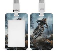 Mountain Bike Tournament ID Badge Holder Retractable with Breakaway Lanyard, Waterproof Bank Card Clips, Badges Name Tags Vertical Card Protector Case, for Worker Nurse