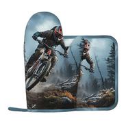 Mountain Bike Tournament Silicone Oven Gloves Pot Mats Oven Gloves Microwave Oven Gloves Kitchen Cooking Gloves