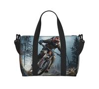 Mountain Bike Tournament Water-Resistant Crossbody Travel Bag, Large Carry-On with Adjustable Strap, Multi-Compartment Weekender for Gym, Travel, Outdoor