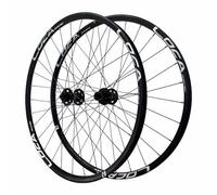 Mountain Bike Wheel Set 26 27.5 29inch Center Lock Disc Brake Wheelset, 9 * 100/10 * 135mm QR, Aluminum Alloy Double-layer Rim, 7 8 9 10 11 12 Speed Cassette, 1.25-2.125" Tire(Black Silver,27.5")