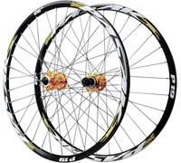 Mountain Bike Wheelset 26/27.5/29 Inch, Double-Wall Alloy Disc Brake MTB Wheels, 32H Stainless Steel Spokes Bike Wheels HG Hub 7-12 Speed,Gold,26inch
