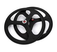 Mountain Bike Wheelset, 700c 3-Spoke Flip-Flop Fixed Gear Bike Wheelset Clincher Rim Brake 17T Multicolor((Front+Rear) Black)