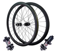 Mountain Bike Wheelset 700C Off-road, 24 Spokes Carbon Fibre Front 2 Rear 4 Bearings Disc Brake Thru-Axle 12 * 100MM/12 * 142MM Direct Pull Wheel