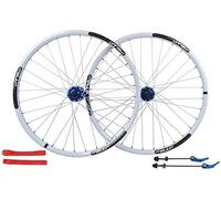 Mountain Bike Wheelset, MTB Bicycle Wheelset 26 Inch Disc Brake Aluminum Alloy QR American Valve 7-10 Speed 100/135mm Multicolor(White)