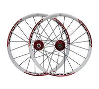 Mountain Bike Wheelset, Pack Of 2 20 Inch 406 Wheelset For BMX MTB Folding Bike Disc Brake Quick Release Hub 20H For 7 8 9 Speed Cassette Multicolor(White Red)