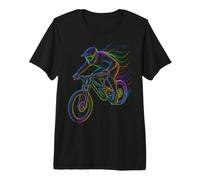 Mountain Biker Downhill MTB Dynamic Line Art Trail Cycling Premium T-Shirt