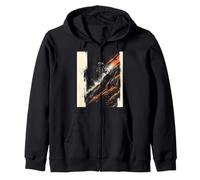 Mountain Biker in Action on Rocky Terrain Zip Hoodie