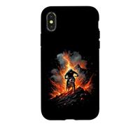 Mountain Biker in Fiery Lava Eruption Case for iPhone X/XS