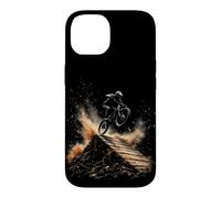 Mountain Biker Jumping Over Ramp with Dust Clouds Case for iPhone 14