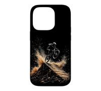 Mountain Biker Jumping Over Ramp with Dust Clouds Case for iPhone 14 Pro