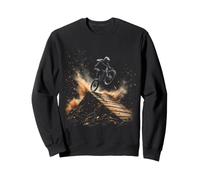 Mountain Biker Jumping Over Ramp with Dust Clouds Sweatshirt